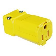 Wiring Device-Kellems Valise® HBL5969VY Female Grounding Insulated Straight Blade Connector, 125 VAC, 15 A, 2 Pole, 3 Wires, Yellow