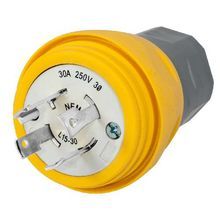 Wiring Device-Kellems Twist-Lock® HBL28W75 Grounding Locking Plug, 250 VAC, 30 A, 3 Pole, 4 Wires, Yellow