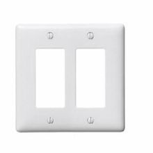 Wiring Device-Kellems NPJ262W Mid-Size Decorator Wallplate, 2 Gangs, 4.875 in H x 4.94 in W, Nylon, White