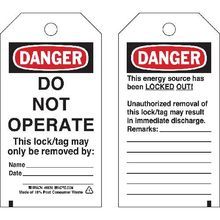 Brady® 66050 Economy Lockout Tag, 5-3/4 in H x 3 in W, Black/Red/White Legend/Background, 3/8 in Hole, Polyester