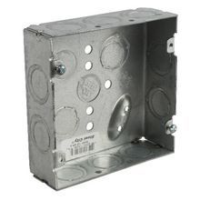Steel City® 72151-1/2-3/4-E Outlet Box, Steel, 29.5 cu-in Capacity, 1 Outlet, 7 Knockouts, 4-11/16 in H x 4-11/16 in W x 1-1/2 in D Dimensions