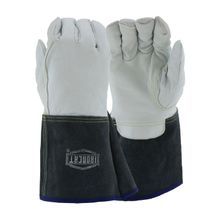 Ironcat® 6144/L Welding Gloves, L, Premium Top Grain Kidskin Leather, Black/White, Kevlar® Lining, Gauntlet Cuff, 13-5/8 in L