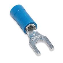 Catamount® TV14-10F-L Insulated Compression Terminal, 16 to 14 AWG Conductor, 0.866 in L, Brazed Seam/Internal Serrated/Molded Funnel Entry Barrel, Copper, Blue
