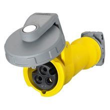 Wiring Device-Kellems HBL320C4W Female Grounding Watertight Pin and Sleeve Connector, 125 VAC, 20 A, 2 Poles, 3 Wires, Yellow