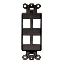 PREMISE WIRING ISF4BK Unloaded Decorator Outlet Frame, 1 Gangs, 4 Ports, ABS, For Use With Data, Fiber, Audio/Video Connectors, Black