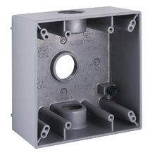 BELL® 5341-0 Weatherproof Outlet Box With Lug, Die Cast Aluminum, 32 cu-in Capacity, 2 Gangs, 3 Outlets, 4-1/2 in H x 4-1/2 in W x 2-1/8 in D Dimensions