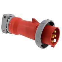 Wiring Device-Kellems HBL430P7W Grounding Male Watertight Pin and Sleeve Plug, 480 VAC, 30 A, 3 Pole, 4 Wires, Red
