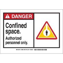 Brady® 46819 Rectangular Danger Sign, Header: DANGER, 10 in H x 14 in W, Black/Red/Yellow on White Legend/Background, B-555 Aluminum, Corner Hole Mounting