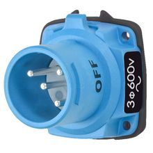 MELTRIC DECONTACTOR™ 63-18143 DSN20 Switch Rated Male Inlet, 347/600 VAC, 20 A, 3 Pole, 4 Wires, Blue
