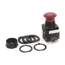 Rockwell Automation 800H-FRXTQ24RA1 Illuminated Twist/Key Release Switch, 30.5 mm, 1NCLB-1NO Contact Configuration, Mushroom Head/Push-Pull/Twist Operator, Red