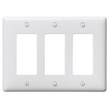 Wiring Device-Kellems NPJ263W Mid-Size Decorative Wallplate, 3 Gangs, White, 4.88 in H x 6.75 in W, Nylon