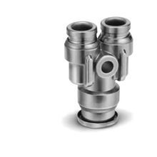 SMC® KQG2U06-08 One-Touch Y-Union Wye, Tube x Tube, 6 mm, 8 mm, 316 Stainless Steel, Import Domestic/Import