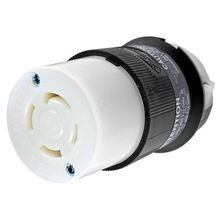Wiring Device-Kellems Twist-Lock® Insulgrip® HBL2763 3-Phase Female Heavy Duty Isolated Non-Grounding Standard Sized Locking Connector, 277Y/480 VAC, 30 A, 4 Pole, 4 Wires, Black/White