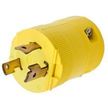 Wiring Device-Kellems Twist-Lock® Valise® HBL2621VY 1-Phase Grounding Male Standard Locking Plug, 250 VAC, 30 A, 2 Pole, 3 Wires, Yellow