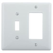 Wiring Device-Kellems NP126W Standard Combination Wallplate, 2 Gangs, White, 4.63 in H x 4.68 in W, Nylon