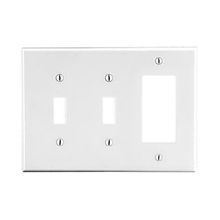 Wiring Device-Kellems PJ226W Mid Sized Wallplate, 3 Gangs, Polycarbonate, White