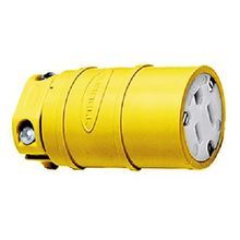 Wiring Device-Kellems Elastogrip® HBL1547 Dusttight Female Grounding Standard Straight Blade Connector, 125 VAC, 15 A, 2 Pole, 3 Wires, Yellow