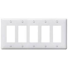 Wiring Device-Kellems Style Line® NP265W Standard Decorative Wallplate, 5 Gangs, White, 4.625 in H x 10.12 in W, Nylon