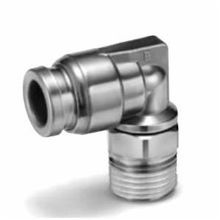 SMC® KQG2L11-N01S 90 deg One-Touch Elbow With Sealant, Elbow, 3/8 x 1/8 in, Tube x MNPT End Style, 316 Stainless Steel