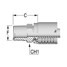 Alfagomma® F-1212-MNPT 1-Piece Solid Hydraulic Hose Fitting, 3/4 in Hose, 3/4-14 Connection, 60 deg Male NPTF End Style, 34.6 mm Cutoff Allowance
