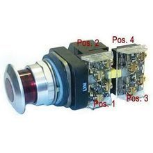 Allen-Bradley 800H-FRXJTQH2RA5 Illuminated Twist/Key Release Switch, 30 mm, 2NCLB Contact Configuration, Jumbo Mushroom Head/Push-Pull/Twist Operator, Red