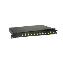 PREMISE WIRING FPR012STM Multi-mode ST-Style OptiChannel™ Pre-Punched Enclosure, 1-3/4 in H x 17 in W x 11 in D, Rack Mount, Steel, Black
