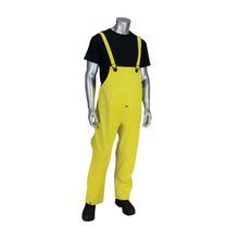 PIP® Flex™ 201-650B/2X Ribbed PVC Bib Overalls - 0.65 mm, 2X, Yellow, PVC, 0.65 mm Thickness, 100% Waterproof, Reinforced Wear Points, Snap Adjustments at Waist and Ankles, Resist: Rips and Tears