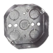 Steel City® 54151-1/2-&-3/4 Octagon Ceiling Box, Steel, 15.8 cu-in Capacity, 1 Outlet, 7 Knockouts, 1-1/2 in D Dimensions