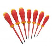 Fluke® IKSC7 Screwdriver Kit, Measurement System: Imperial, 7 Piece, Insulated: Yes, Screwdriver Types Included: (3) Slotted, (2) Square and (2) Phillips® Screwdrivers, Specifications Met: ASTM F1505, German CMV Steel