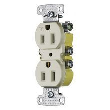 Wiring Device-Kellems tradeSELECT® RR15SLATR Duplex Standard Traditional Tamper-Resistant Straight Blade Receptacle, 125 VAC, 15 A, 2 Pole, 3 Wires, Light Almond