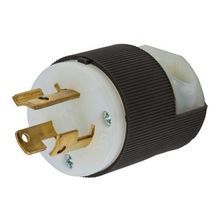 Wiring Device-Kellems Twist-Lock® Insulgrip® HBL4570C Grounding Locking Plug, 250 VAC, 15 A, 2 Pole, 3 Wires, Black/White