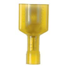 Panduit® Pan-Term® DNF10-250FIMB-Q DNF-FIMB Insulated Vibration-Resistant Male Tab Disconnect, 12 to 10 AWG Conductor, 0.25 x 0.032 in Tab, Butted Seam/Standard Barrel, Copper, Yellow