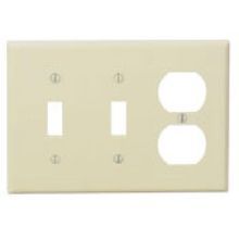 Leviton® 86021 Standard Wallplate, 3 Gangs, 4.5 in H x 6.38 in W, Plastic, Ivory