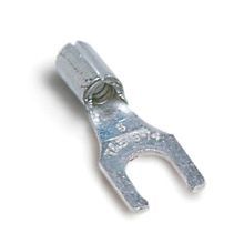 ABB K14-10LF-M Non-Insulated Locking Fork Terminal, 16 to 14 AWG Conductor, Chamfered Barrel, Copper, Metallic