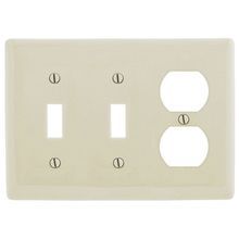 Wiring Device-Kellems NPJ28LA Mid-Size Combination Wallplate, 3 Gangs, 4.88 in H x 6.75 in W x 0.25 in D, Nylon, Light Almond