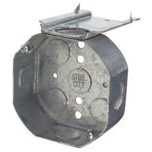 Steel City® 54151-L-1/2 Octagon Ceiling Box, Steel, 15.8 cu-in Capacity, 1 Outlet, 9 Knockouts, 1-1/2 in D Dimensions