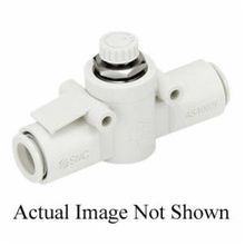 SMC® AS2052F-07 AS Series In-Line Meter-Out Speed Controller With One-Touch Fitting, 1/4 in Port, 1 MPa, 8.1 scfm, PBT/Brass Body
