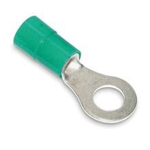 ABB Sta-Kon® RBC14-14 Heavy Duty Insulated Ring Terminal, 16 to 14 AWG Conductor, 1.1 in L, Brazed/Funneled/Overlapped Seam/Serrated Barrel, Copper, Green