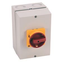 Rockwell Automation IEC Load Switch, IP65 (Thermoplastic) - Base / DIN Rail, OFF-ON 90°, 25A, 3 Poles, Supplied with a Type N Red/Yellow Actuator