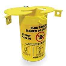 Brady® PLO23 3-in-1 Plug Lockout, For Use With: High and Low Voltage Plug, 1 Padlock Maximum, 0.37 in Padlock Shackle Maximum Diameter, LOTO-28 Thermoplastic Elastomer, Yellow