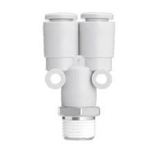 SMC® KQ2U10-02AS One-Touch Y-Branch Pneumatic Wye, Tube x Male BSPT, 10 mm, Polybutylene Terephthalate, Import Domestic/Import