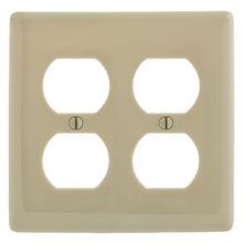 Wiring Device-Kellems NP82I Standard Wallplate, 2 Gangs, 4.63 in H x 4.69 in W, Nylon, Ivory