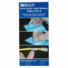 Brady® PWC-PK-6 Write-On Wire Marker Book, 152.4 mm L x 25.4 mm W, White Legend/Background, B-292 Vinyl