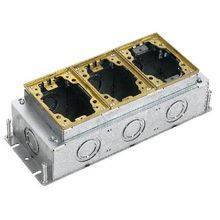 PREMISE WIRING B2433 Deep Fully Adjustable Floor Box, Stamped Steel, 50.8 cu-in Capacity, 3 Gangs, 10 Knockouts, 9.67 in L x 4.36 in W x 3.72 in H Dimensions