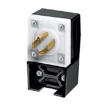 Wiring Device-Kellems Insulgrip® HBL8411C Grounding Male Standard Straight Blade Plug, 125/250 VAC, 20 A, 3 Poles, 4 Wires, Black/White
