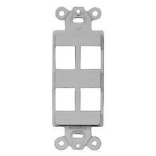 PREMISE WIRING ISF4GY Unloaded Decorator Outlet Frame, 1 Gangs, 4 Ports, ABS, For Use With Data, Fiber, Audio/Video Connectors, Gray
