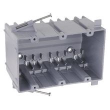 Carlon® SN-357 Nail-On New Work Outlet Box With 3/8 in Offset Wallboard Tabs Molded Fast Clamp, PVC, 56.5 cu-in Capacity, 3 Gangs