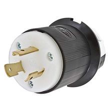 Wiring Device-Kellems HBL2321ST - Twist-Lock® Edge Plug with Spring Termination, 20A, 250V, L6-20P, Black and White, Plug, 2 Poles, 3 Wires, Screwless Termination