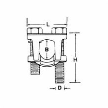 Blackburn® 2B20X 2BX 1-Piece Two-Bolt Connector, 2 to 2/0 AWG Solid/Stranded Copper Conductor, 5/16 x 1/2 in Bolt, Copper