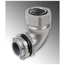 Calbrite™ S61200FC90 Flexible Conduit Connector, 1-1/4 in Trade, 90 deg, 316 Stainless Steel, Bright Polished